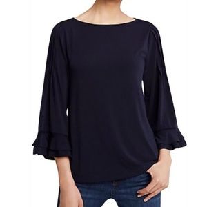 Ann Taylor Pleated Ruffle Sleeve Blouse - Small
